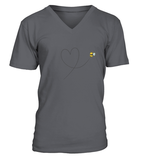 Bee flying a Heart Animals Nature Honey V-Neck T-shirt