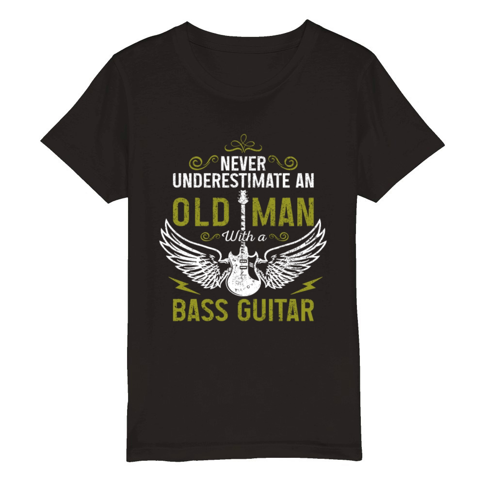 Bass Guitar Player Bassist Funny Gift Organic Kids Crewneck T-shirt
