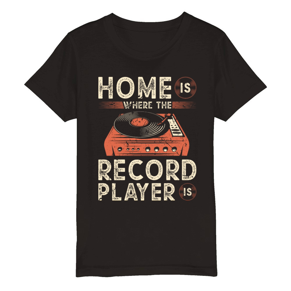 Vinyl Record Player Vinyl Records Organic Kids Crewneck T-shirt