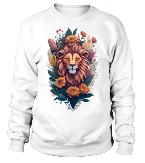 Vintage Lion Head and Flower Splash T-Shirt Design Sweatshirt Unisex