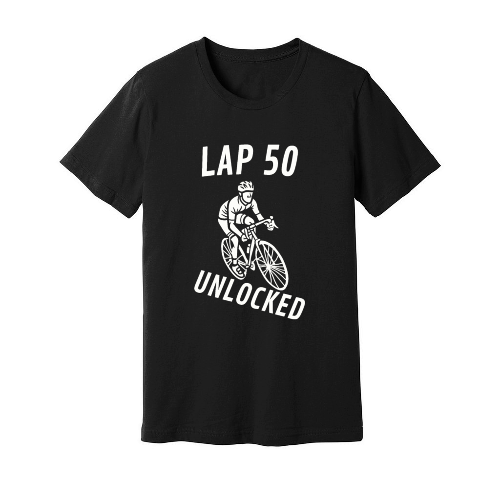 Lap 50 Unlocked Shirt Funny Cyclist Bike Unisex Jersey Tee