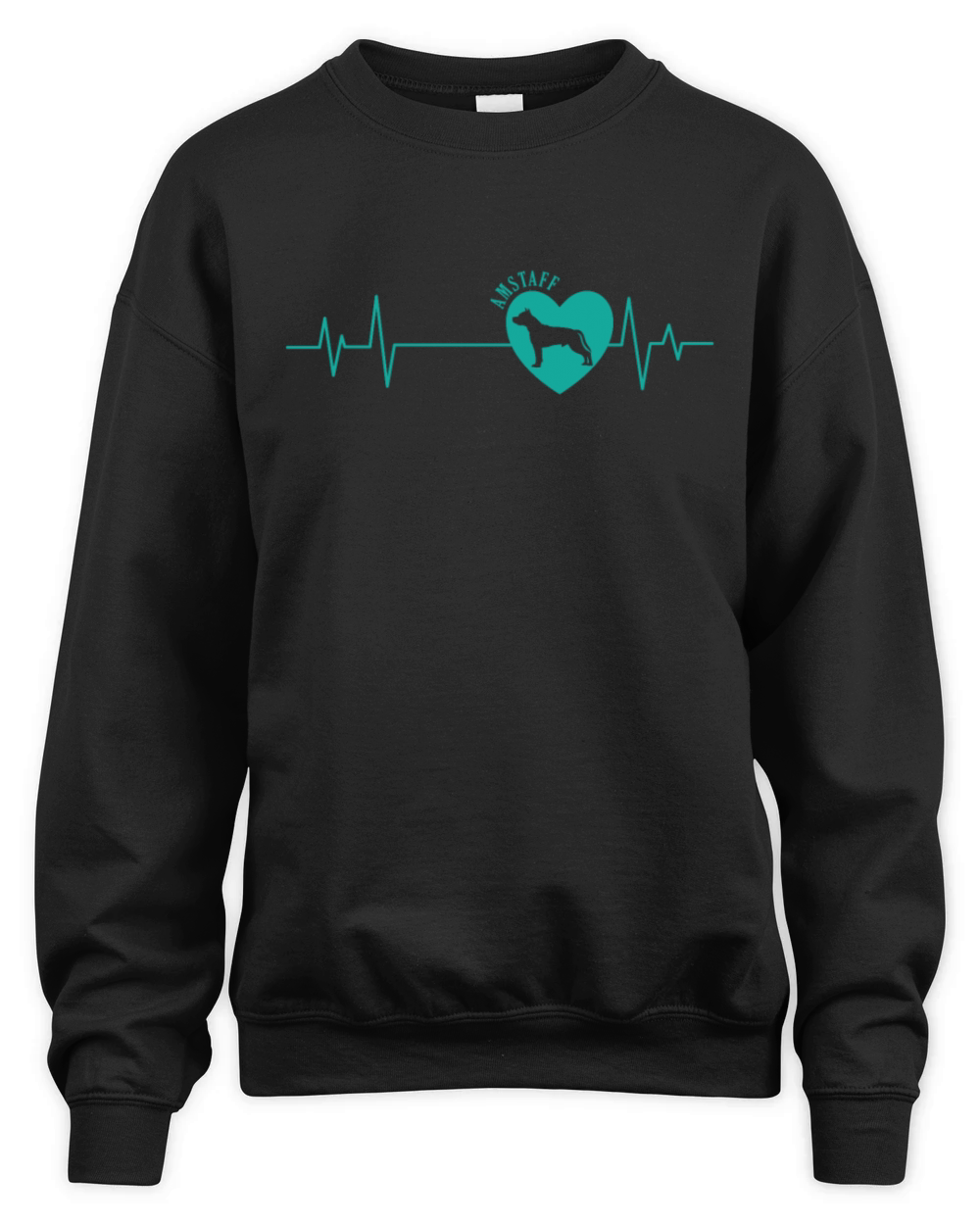 Heartbeat Line Amstaff Staffordshire Terrier Unisex Premium Crewneck Sweatshirt