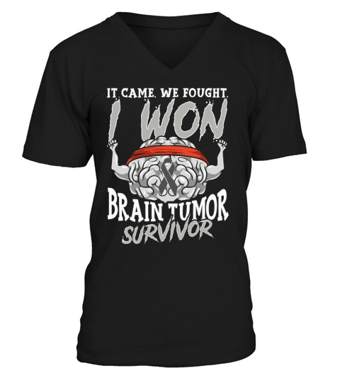 It Came We Fought I Won Brain Tumor Survivor V-Neck T-shirt