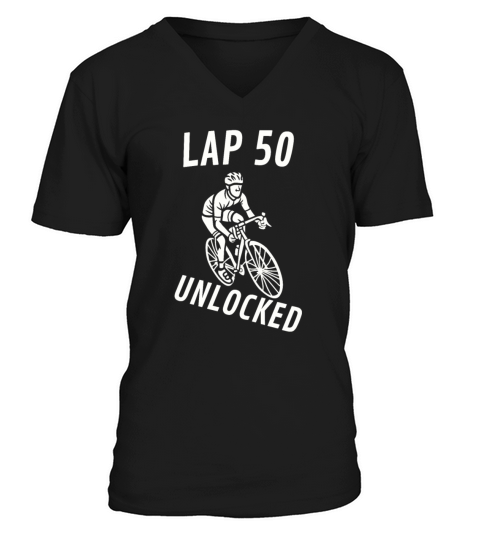 Lap 50 Unlocked Shirt Funny Cyclist Bike V-Neck T-shirt