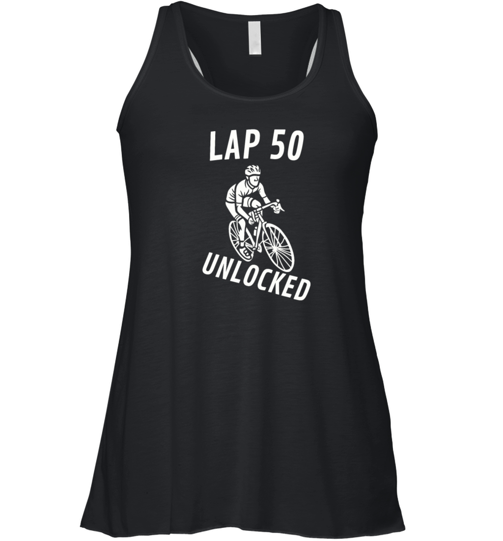 Lap 50 Unlocked Shirt Funny Cyclist Bike Women's Flowy Tank Top