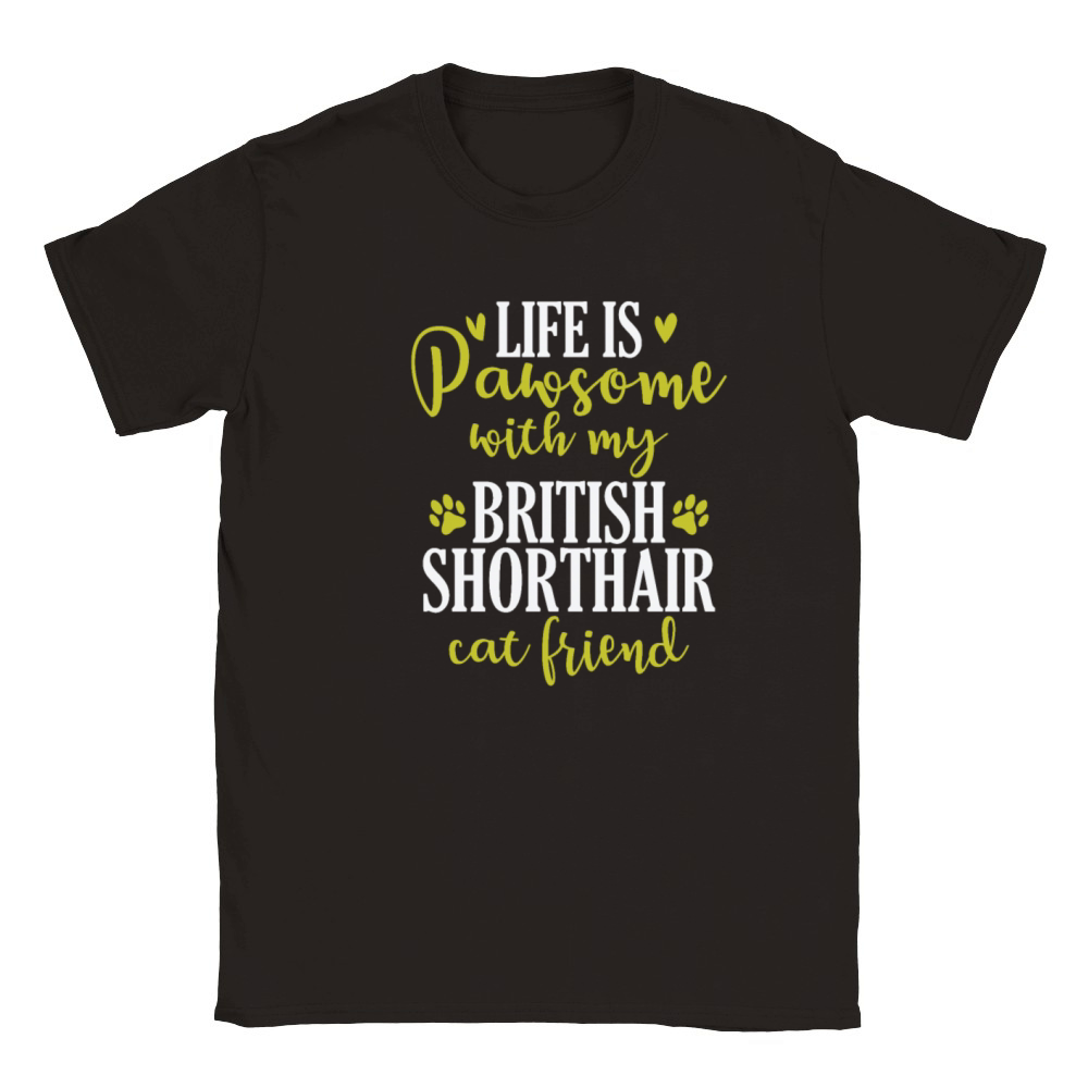 Life is Pawsome with my British Shorthair Classic Kids Crewneck T-shirt