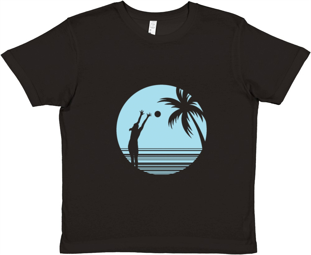 Beachvolleyball on Sand under Palm Trees Premium Kids Crewneck T-shirt