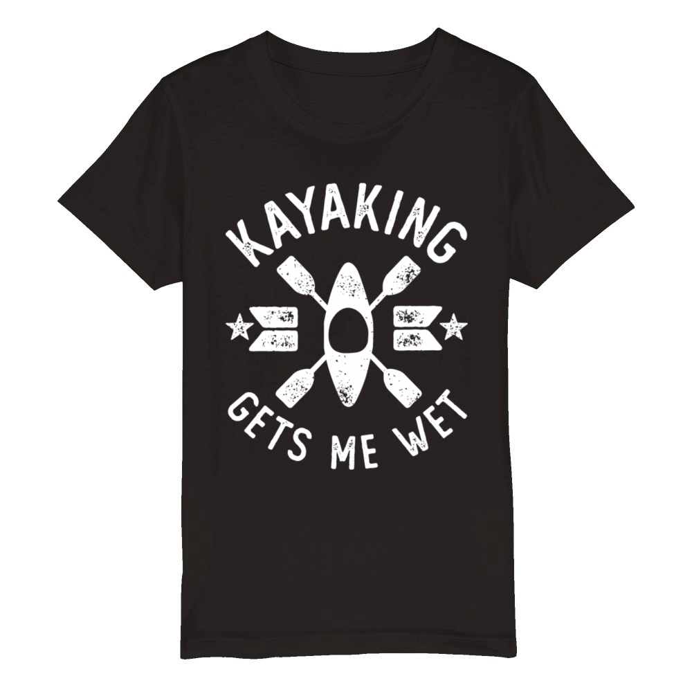 Kayaking Gets Me Wet Vintage Outdoors Adventure Organic Kids Crewneck T-shirt
