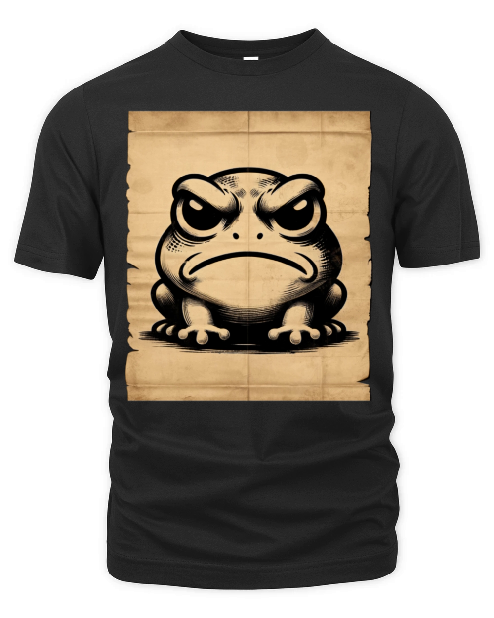 Classic Grumpy Frog Scenery Papyrus Scroll Organic Unisex T-shirt