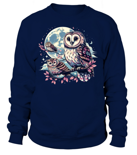 Moon Owl Birds Owl Gifts Graphic for Men Women Boy Sweatshirt Unisex