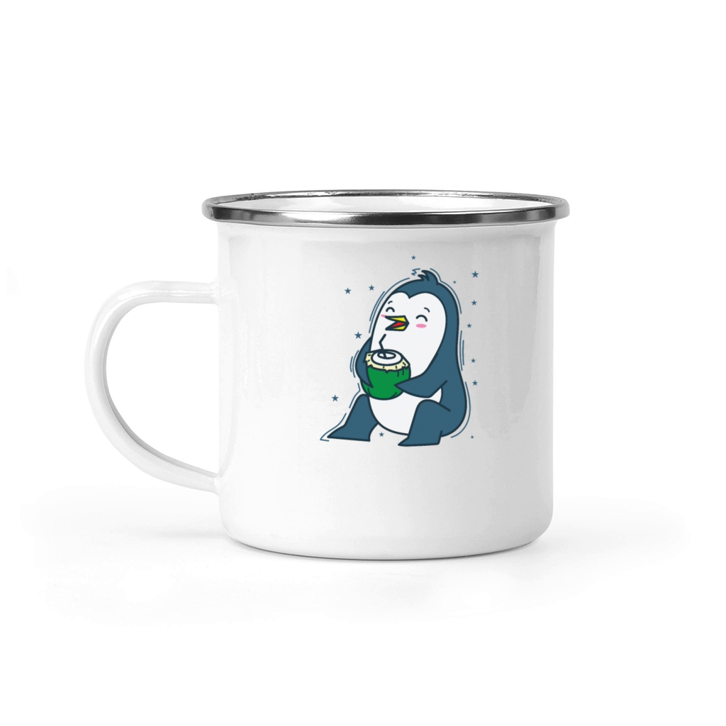Penguin drinking a Coconut Antarctica Camping Mug