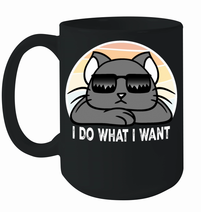 I Do What I Want Funny Cool Sunglasses Cat Pet Ceramic Mug