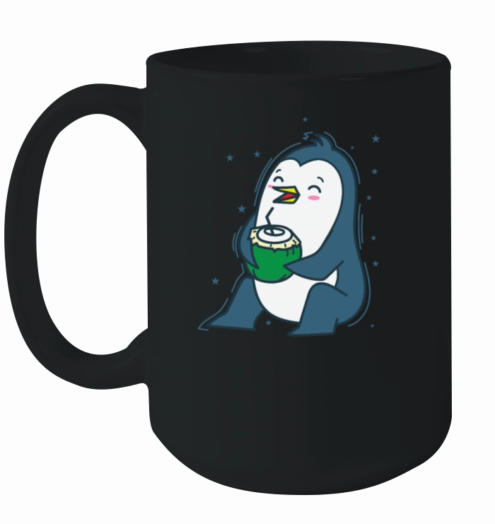 Penguin drinking a Coconut Antarctica Ceramic Mug
