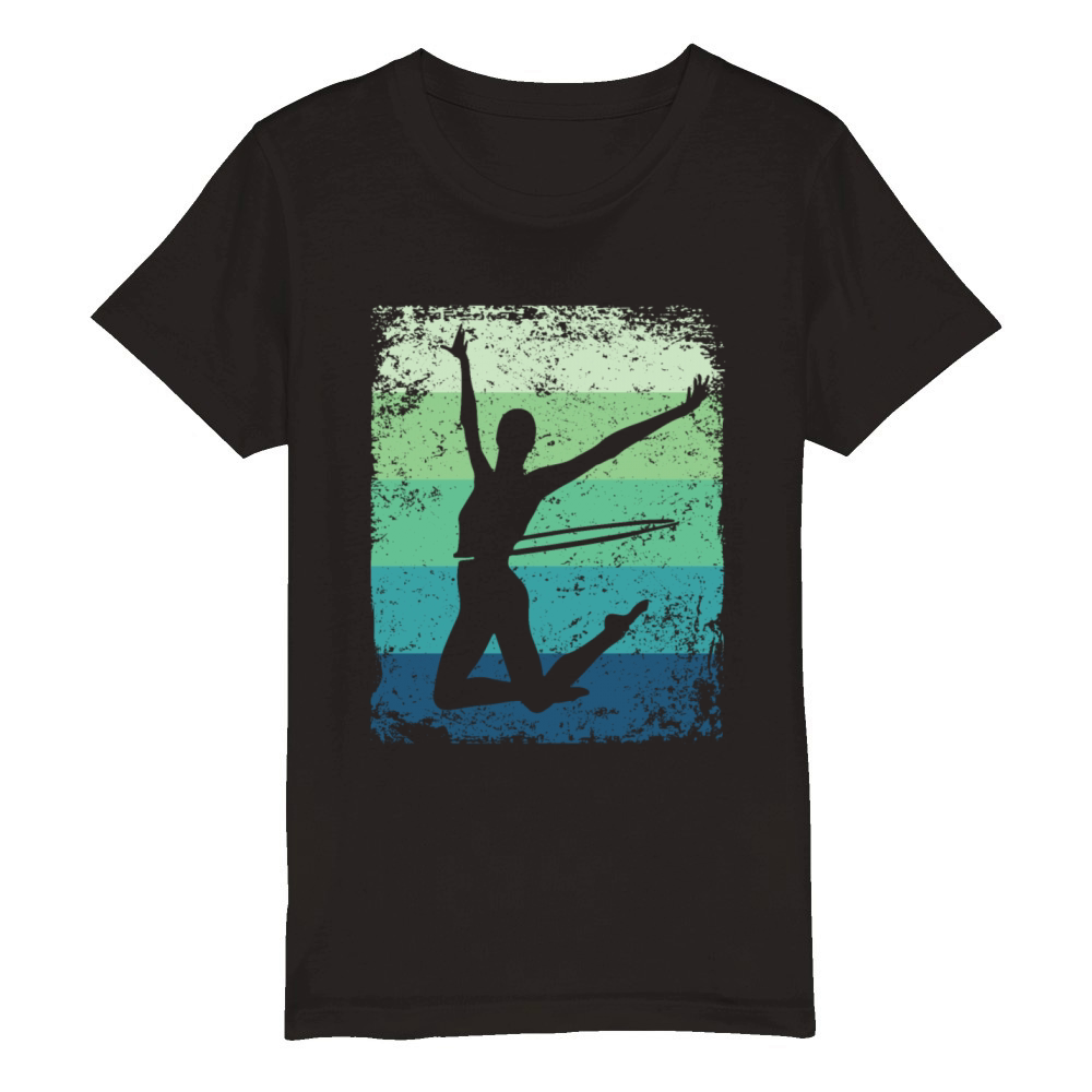 Gymnast Hoop Retro Rhythmic Gymnastics Organic Kids Crewneck T-shirt