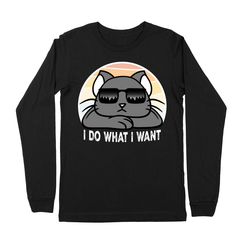 I Do What I Want Funny Cool Sunglasses Cat Pet Premium Long Sleeve
