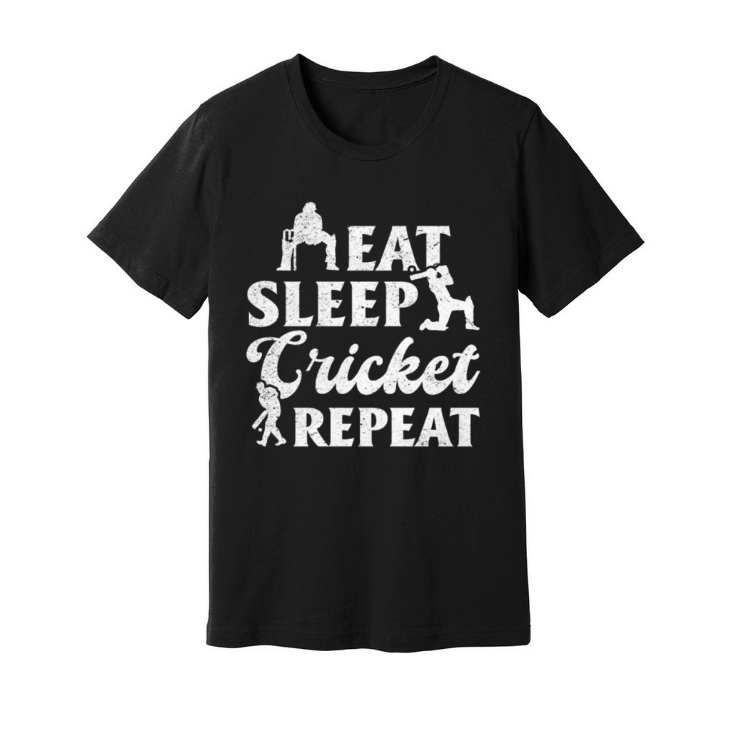 Funny Cricketing Cricket Player - Eat Sleep Cricke Unisex Jersey Tee