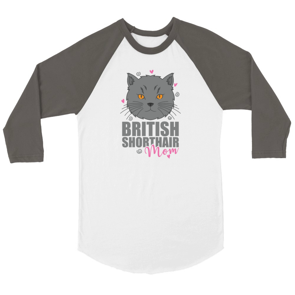 British Shorthair Mom Cat Pet Unisex ¾ sleeve Raglan T-shirt