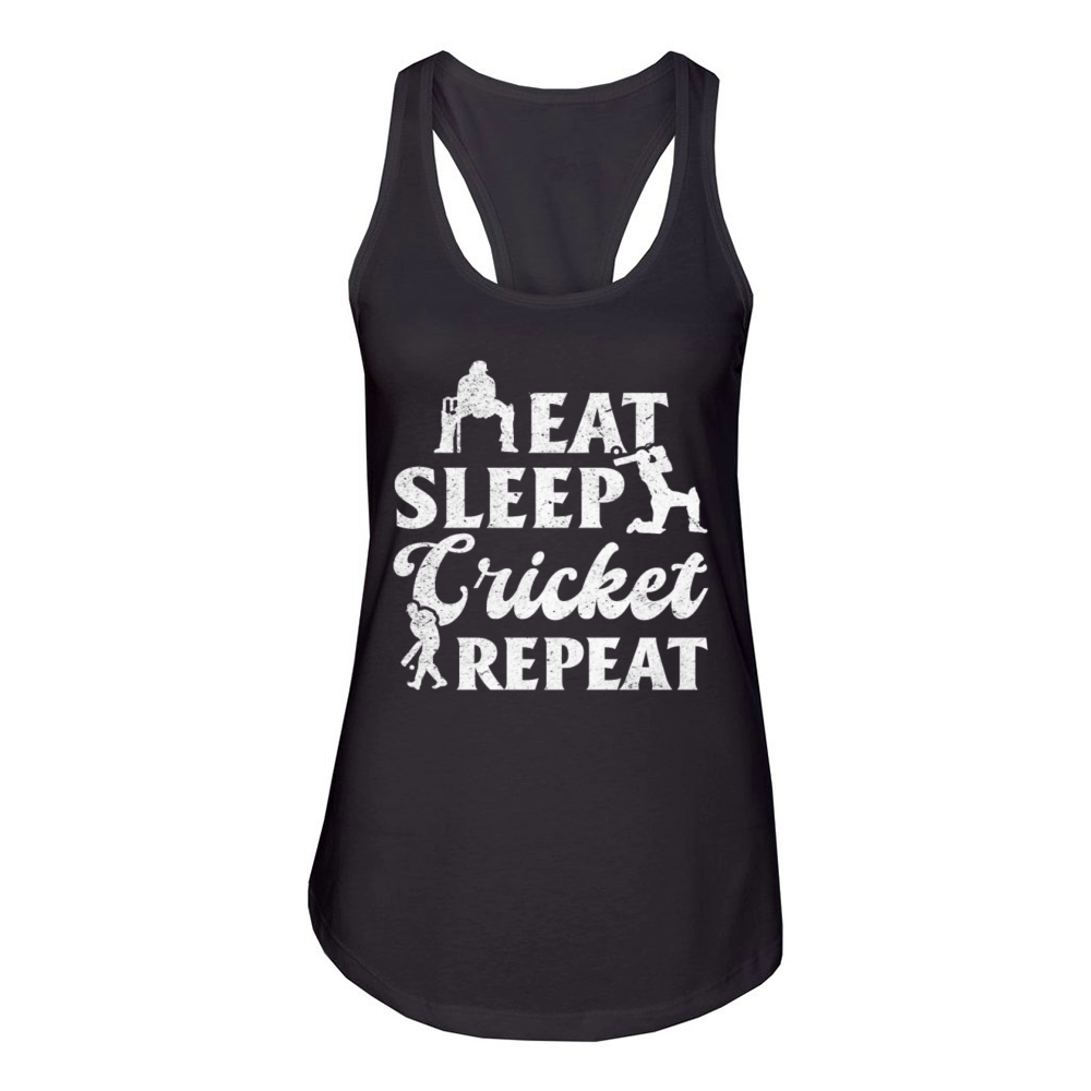 Funny Cricketing Cricket Player - Eat Sleep Cricke Women's Racerback Tank