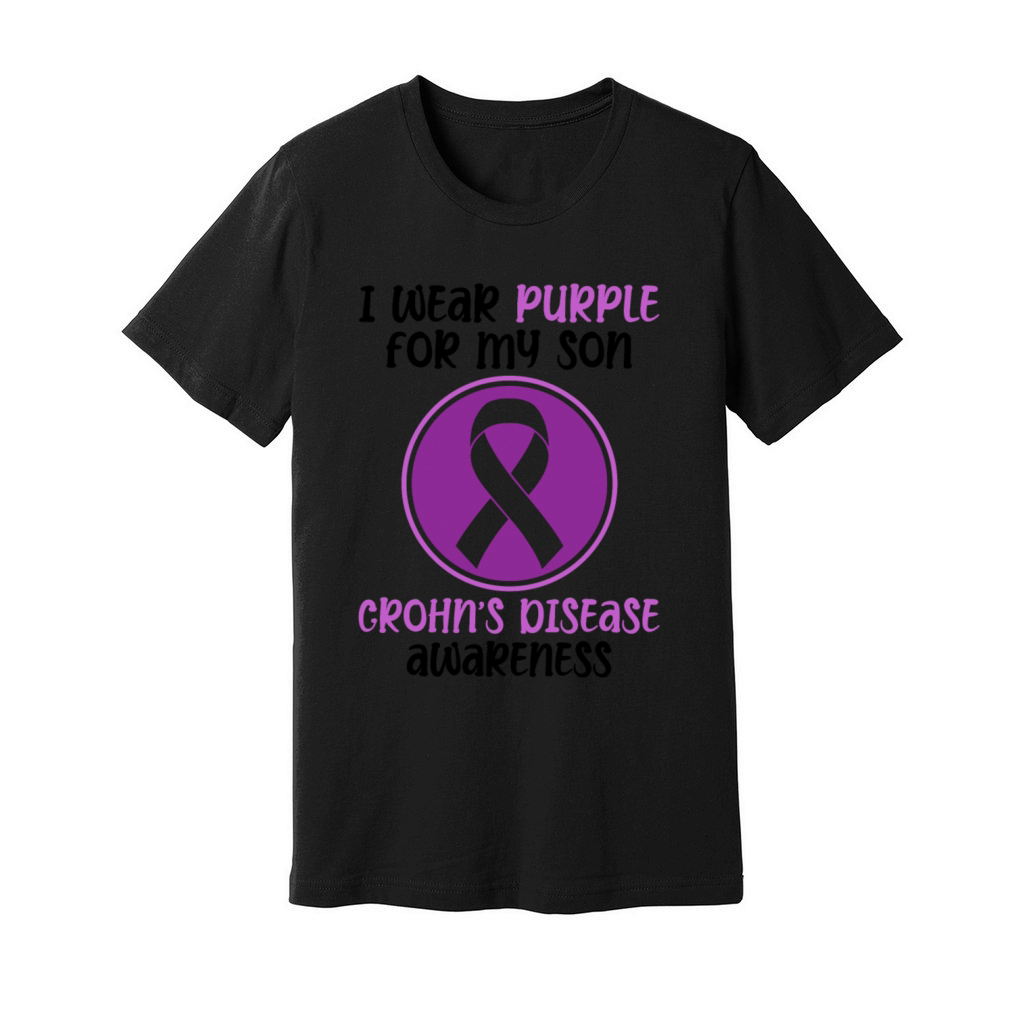I Wear Purple For My Son Crohns Disease Tummy Unisex Jersey Tee