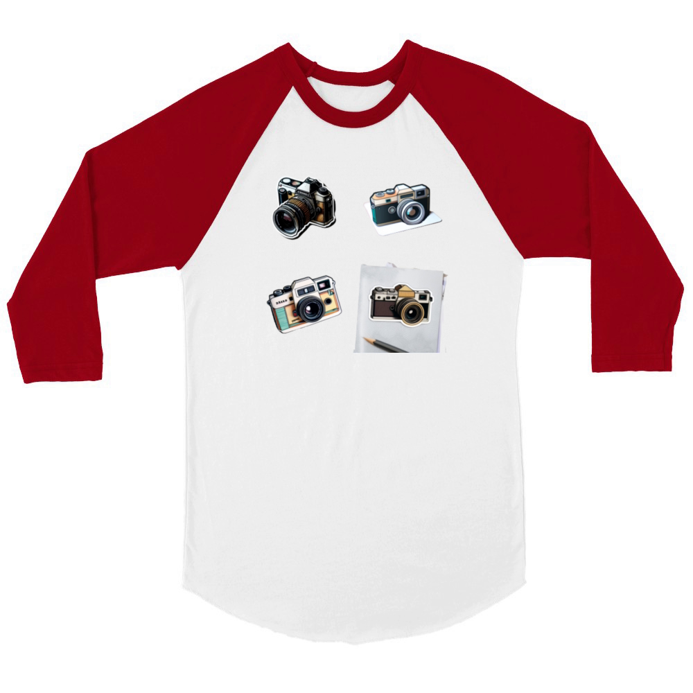 camera sticker for phone camera sticker cover came Unisex ¾ sleeve Raglan T-shirt