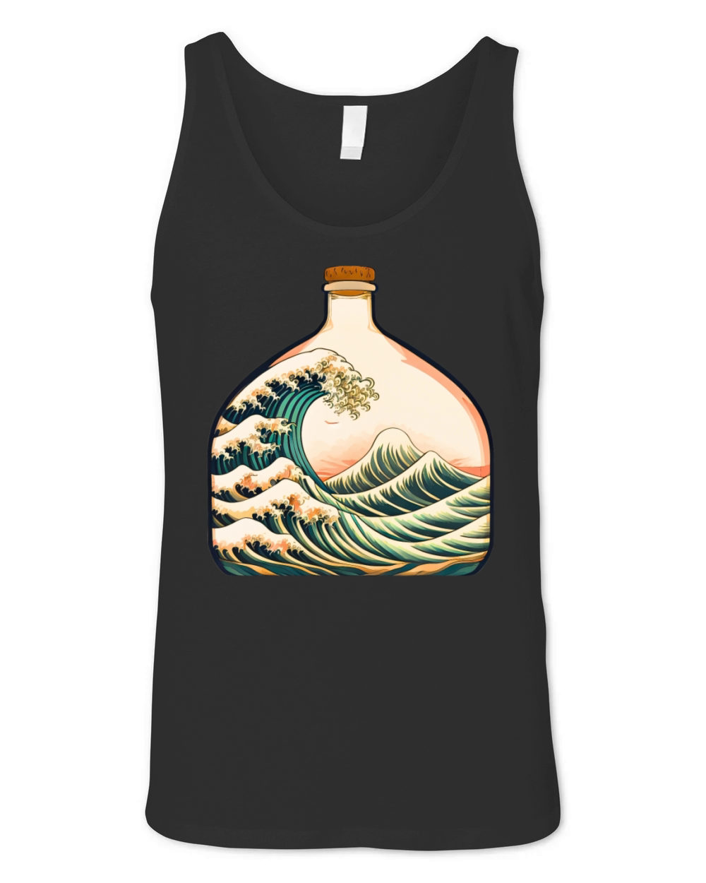 The Great Wave off Kanagawa in bottle Unisex Jersey Tank