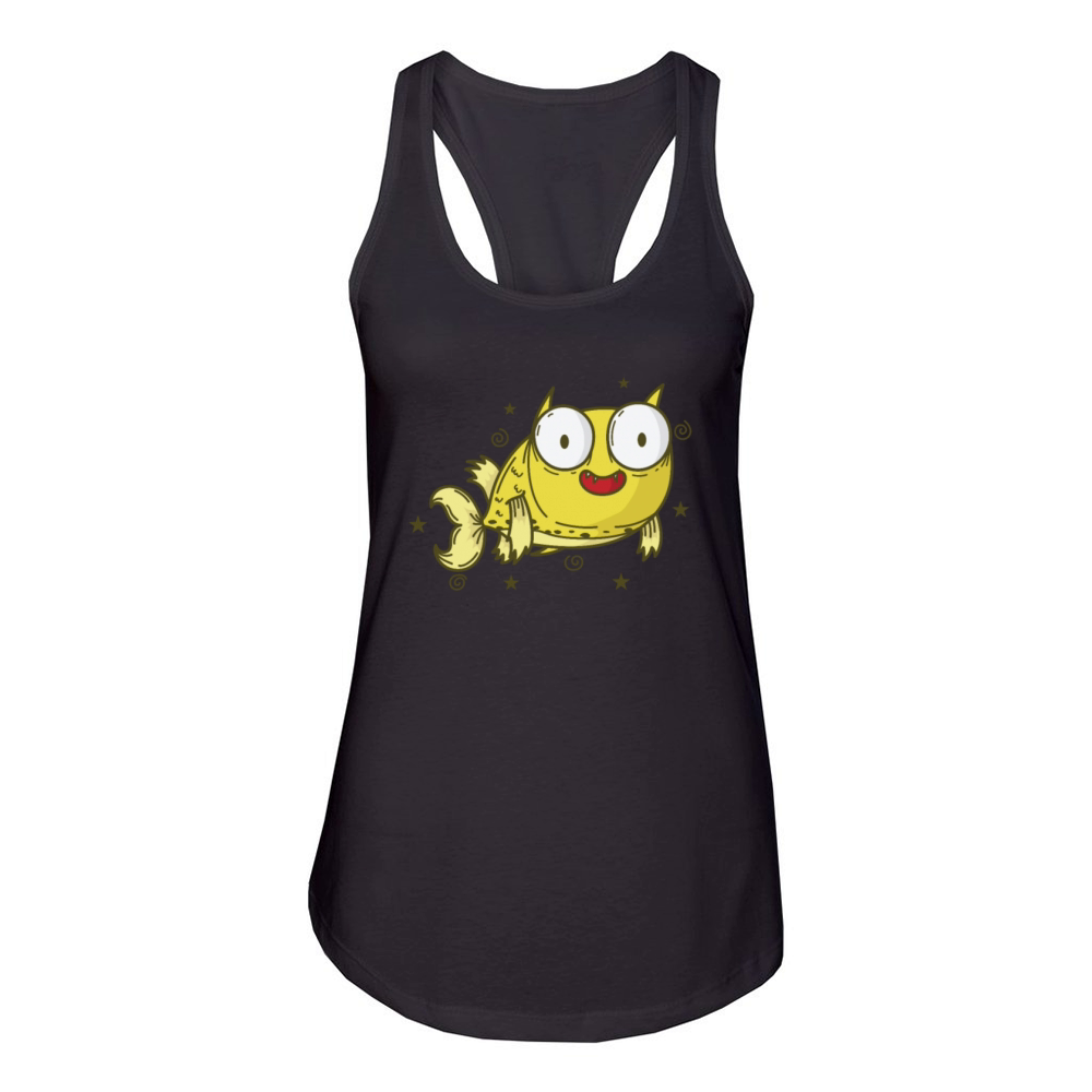 Cowfish with big Eyes Sea or Aquarium Women's Racerback Tank