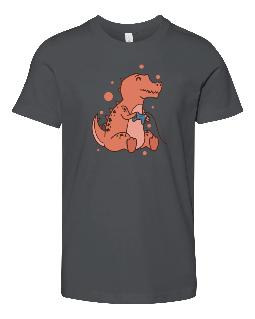 small T-Rex Dino with Controller Reptile Youth Unisex Jersey Tee