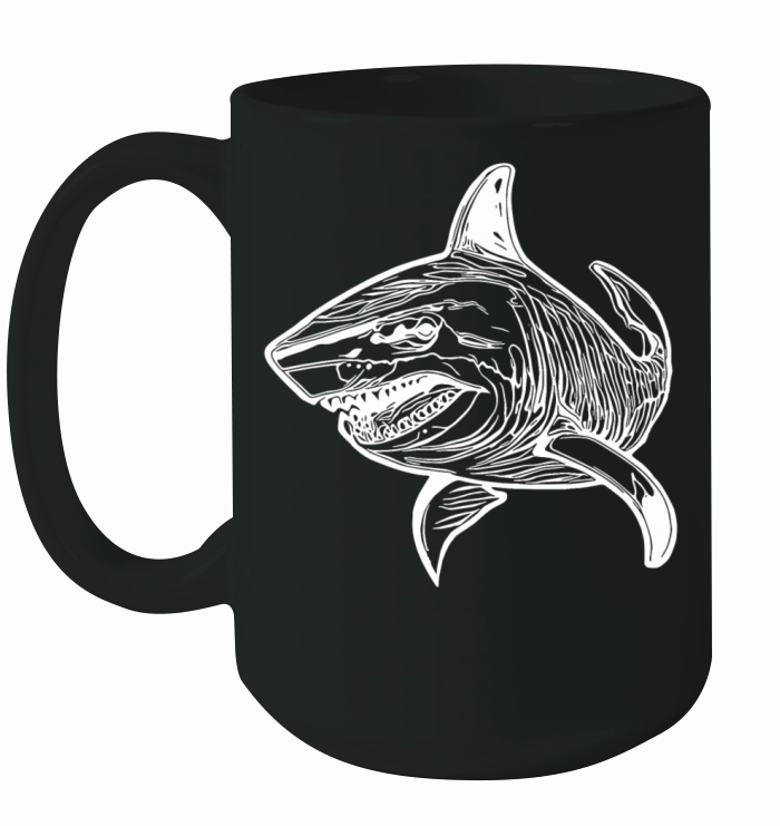 Large Vintage Deep-sea Shark With Sharp Teeth Ceramic Mug