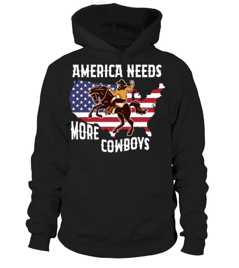 American Needs More Cowboys Horse USA Flag Hoodie Unisex