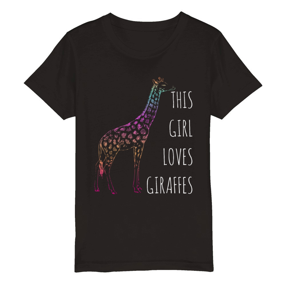 Giraffe Animal Girl Gift Organic Kids Crewneck T-shirt