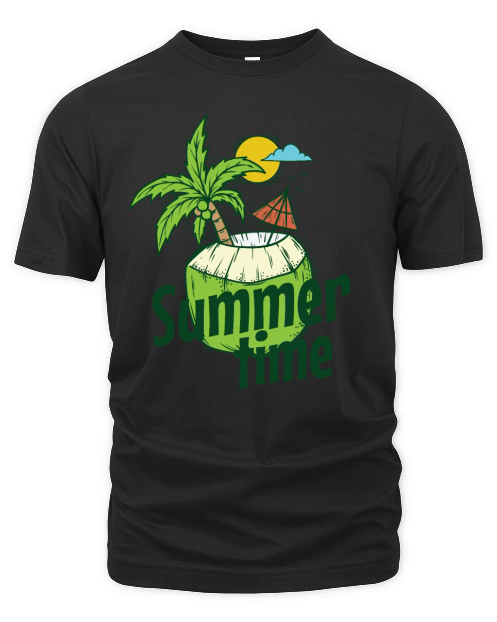 Summer Time Coconut Beach Vacation Sun Palm Tree Organic Unisex T-shirt