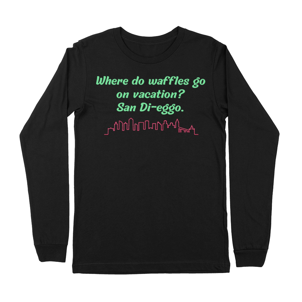 Where do waffles go on vacation San Di-eggo Premium Long Sleeve