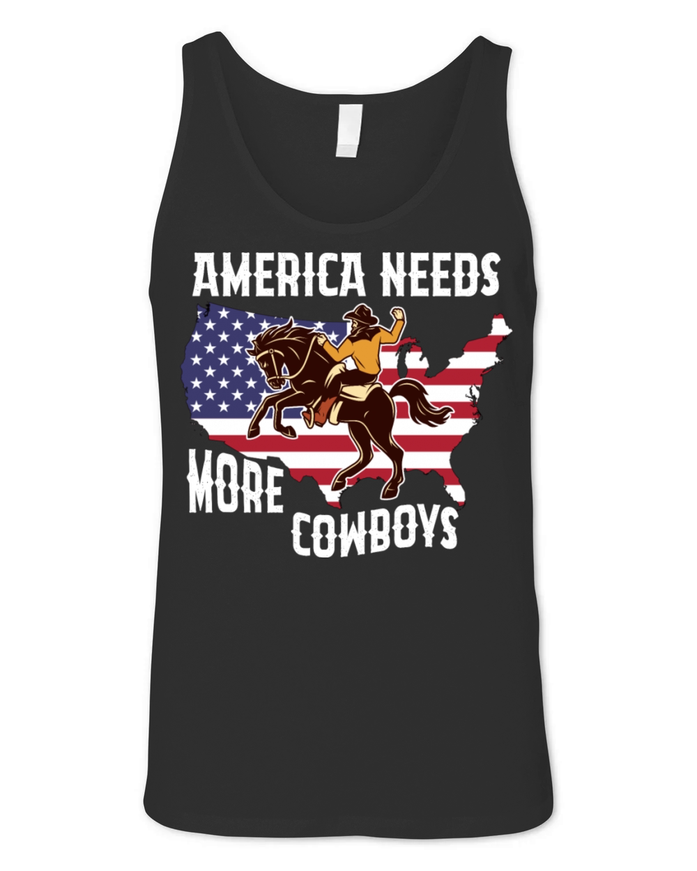 American Needs More Cowboys Horse USA Flag Unisex Jersey Tank