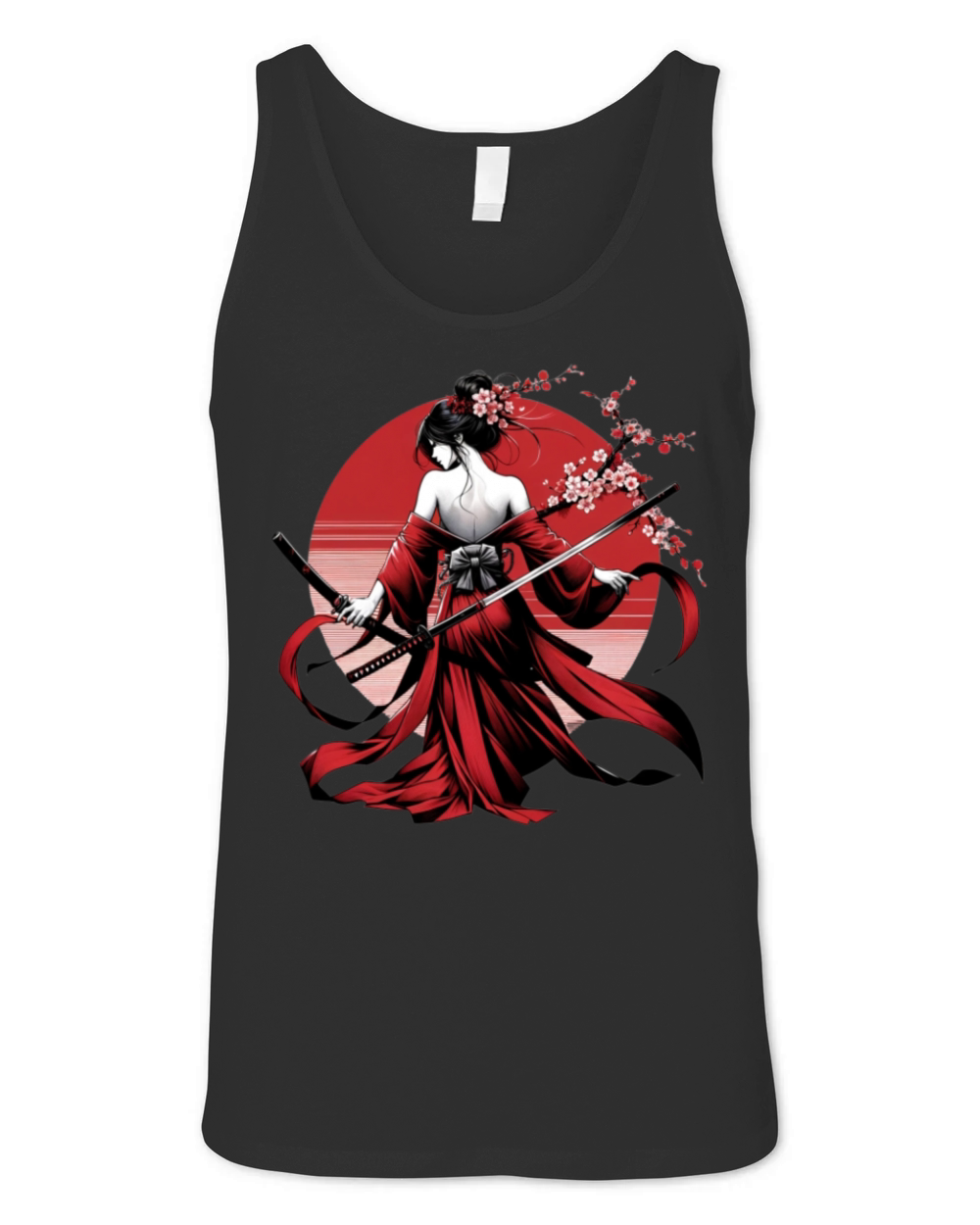 Japanese Samurai Floral Warrior Flower Sakura Unisex Jersey Tank