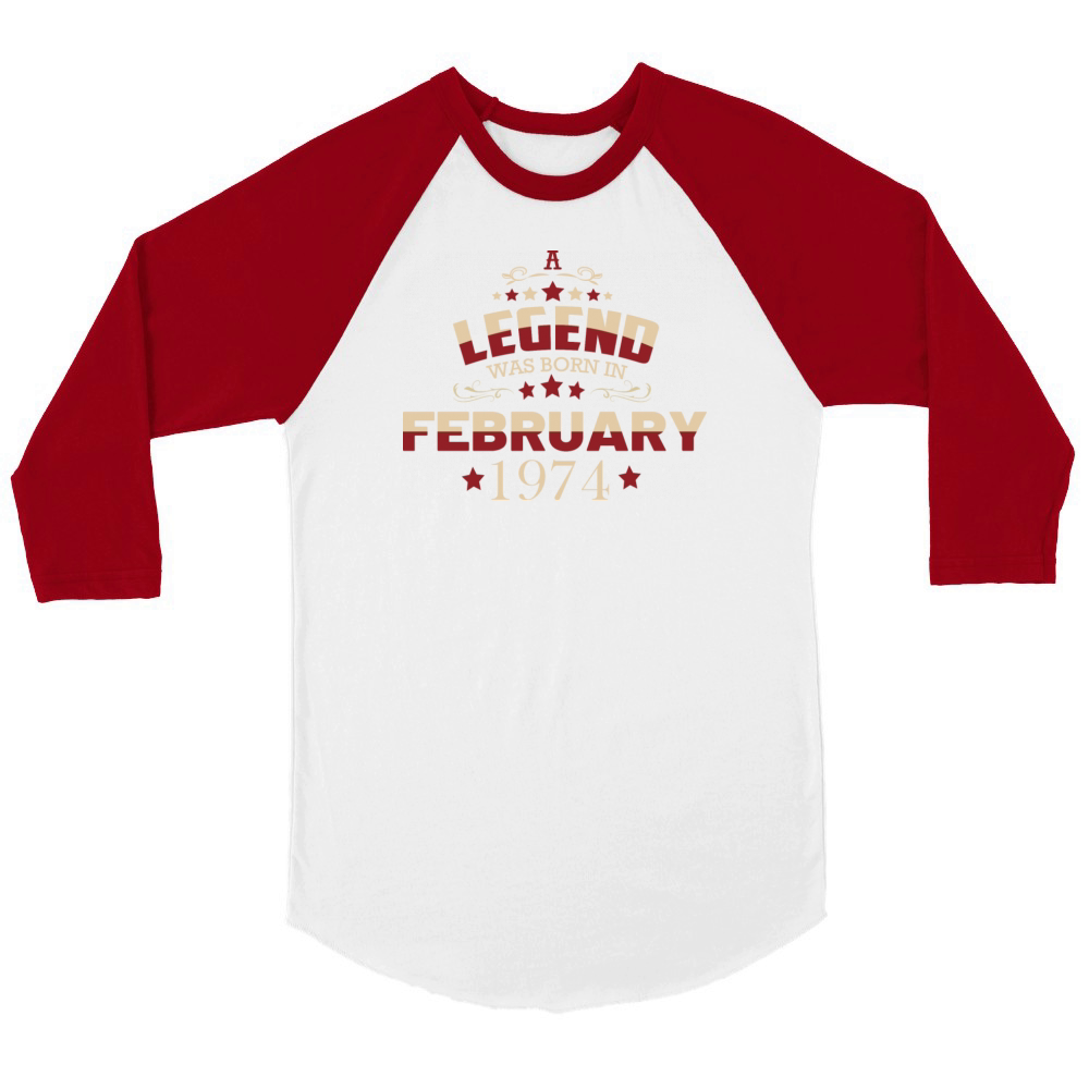 February 1974 Birthday Vintage Unisex ¾ sleeve Raglan T-shirt