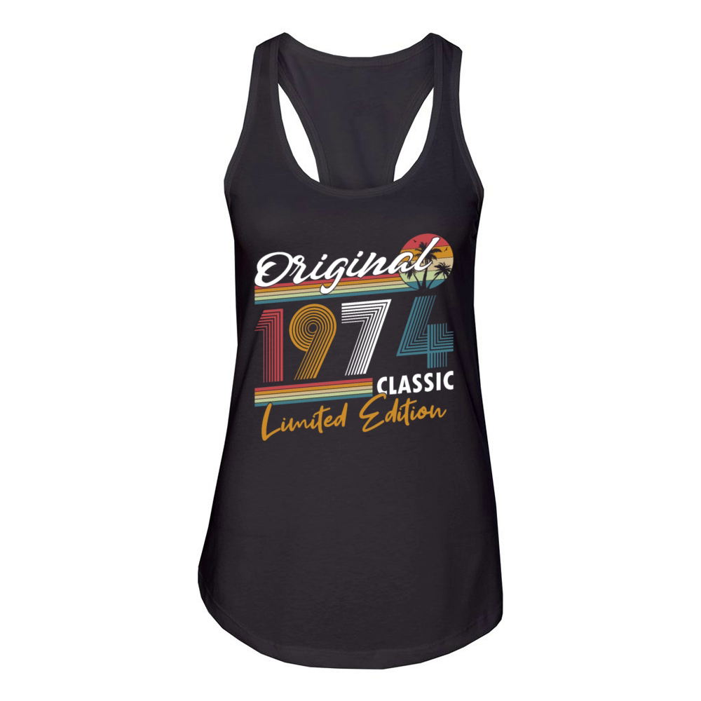 50th birthday vintage 1974 original 1974 Women's Racerback Tank