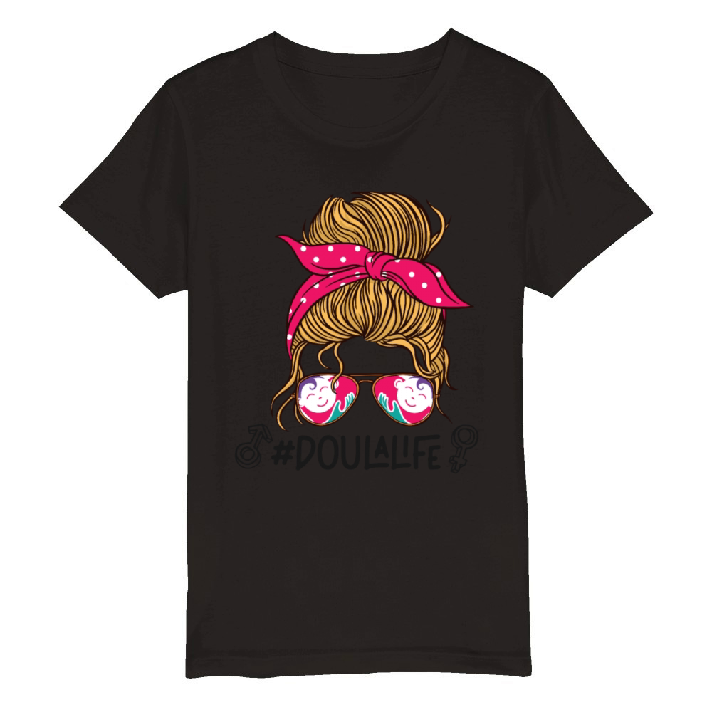 Doula Birth Worker Sunglasses Organic Kids Crewneck T-shirt