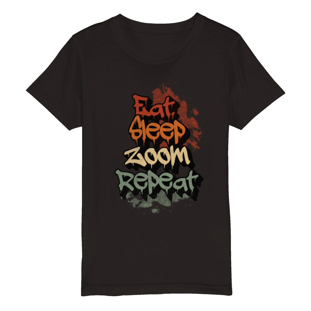 Eat Sleep Zoom Repeat Vintage Organic Kids Crewneck T-shirt