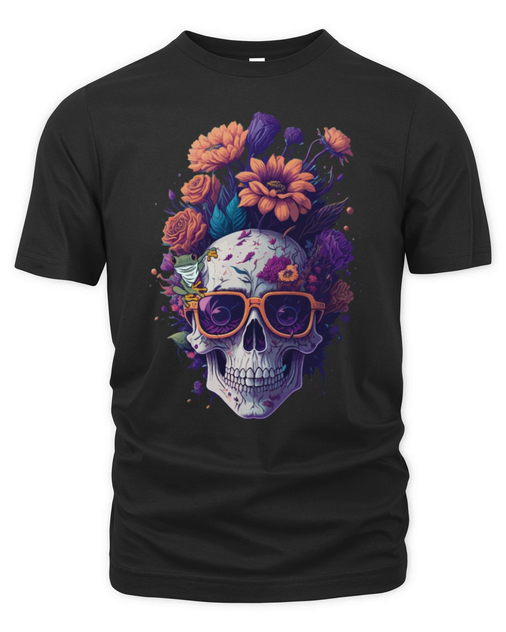 Skull Frog Floral Mushroom Vintage Cottagecore Organic Unisex T-shirt