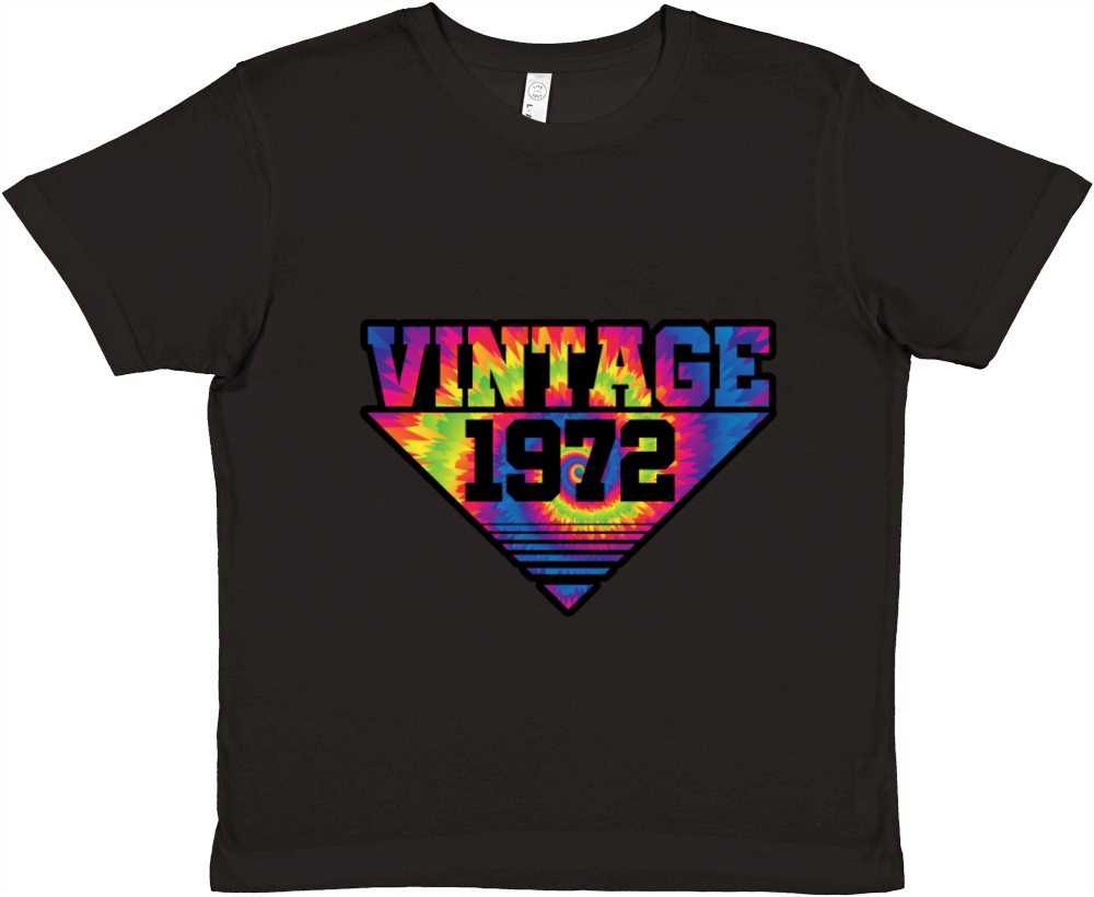 Vintage 1972 Tie Dye Splash Color Triangle Premium Kids Crewneck T-shirt