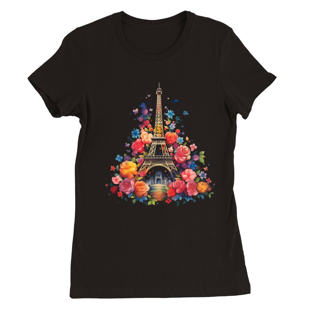 Paris France Eiffel Tower Souvenir Premium Womens Crewneck T-shirt