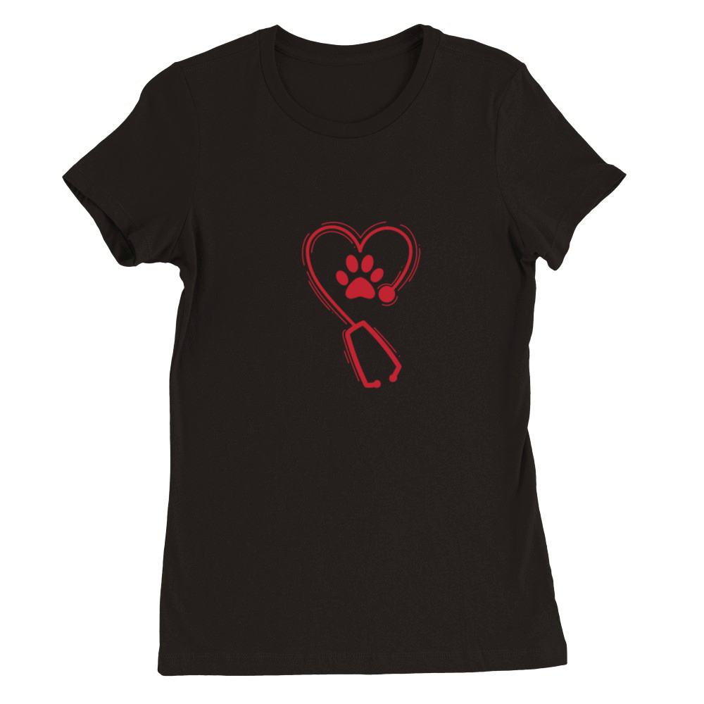 Veterinarian with Heart and Paw Profession Premium Womens Crewneck T-shirt