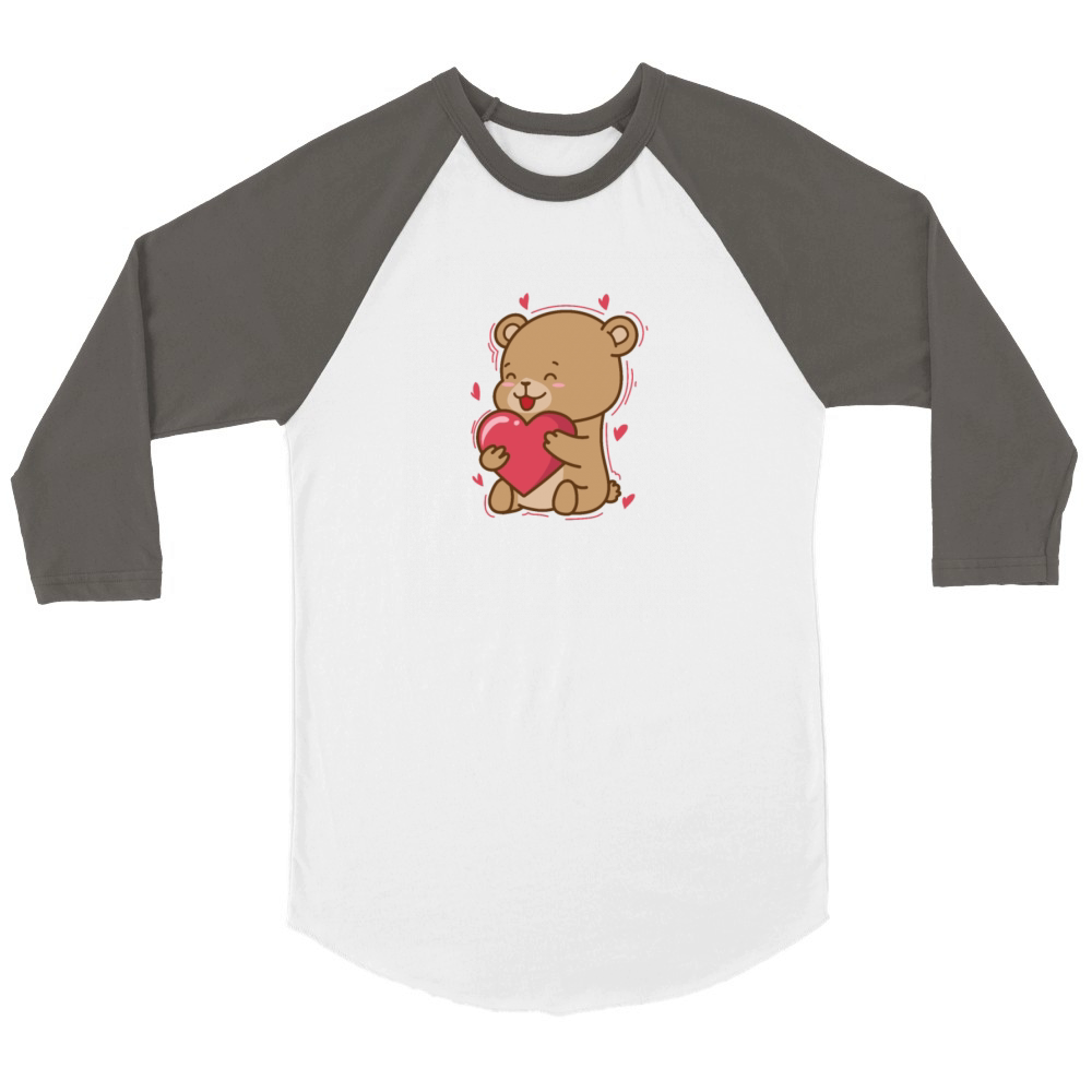 Bear is in love with Heart Forest Animal Unisex ¾ sleeve Raglan T-shirt