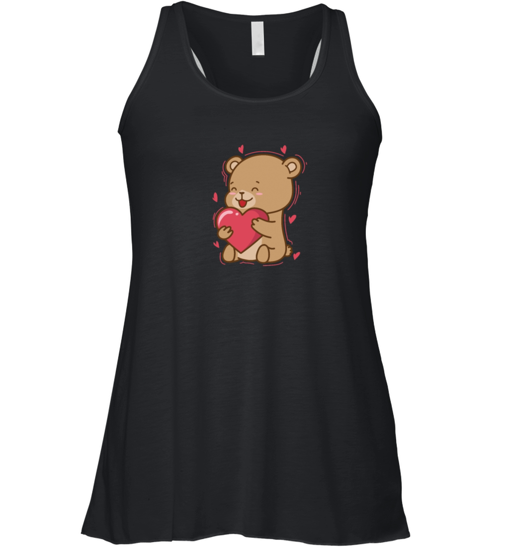 Bear is in love with Heart Forest Animal Women's Flowy Tank Top