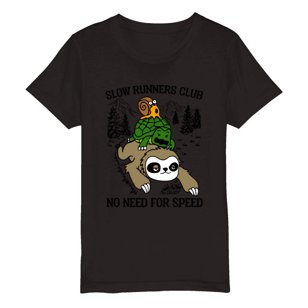 Slow Runners Club No Need For Speed Organic Kids Crewneck T-shirt