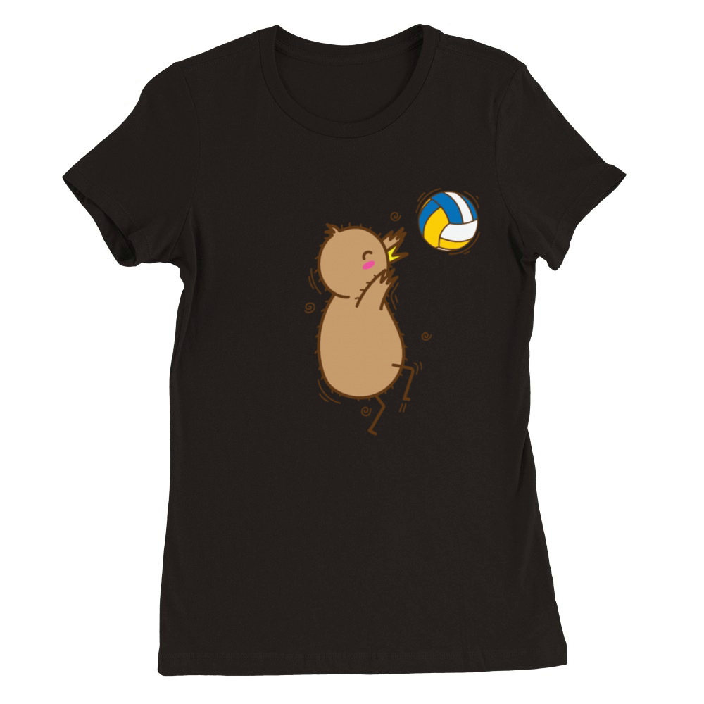 Volleyball Kiwi Bird and Fruit Premium Womens Crewneck T-shirt