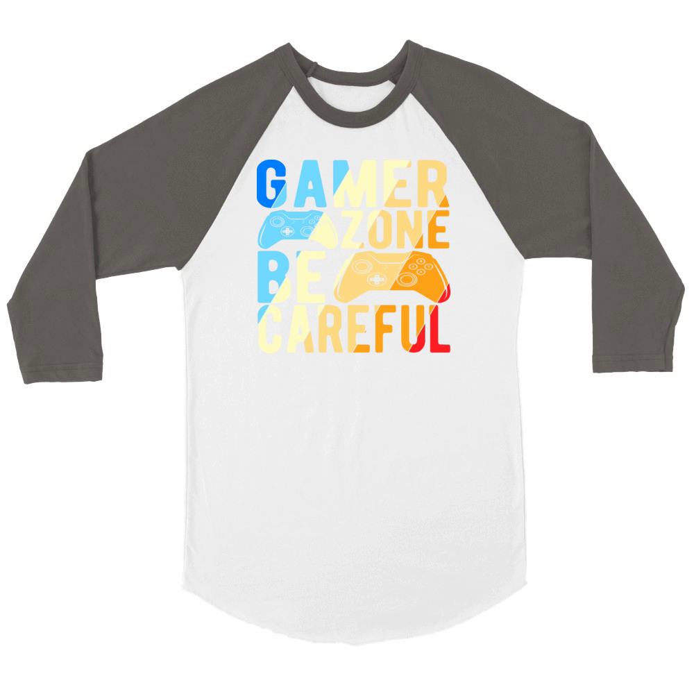 Gamer Zone Be Careful Unisex ¾ sleeve Raglan T-shirt