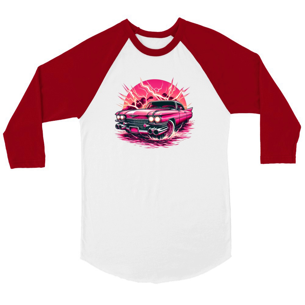 Pink cadillac Unisex ¾ sleeve Raglan T-shirt