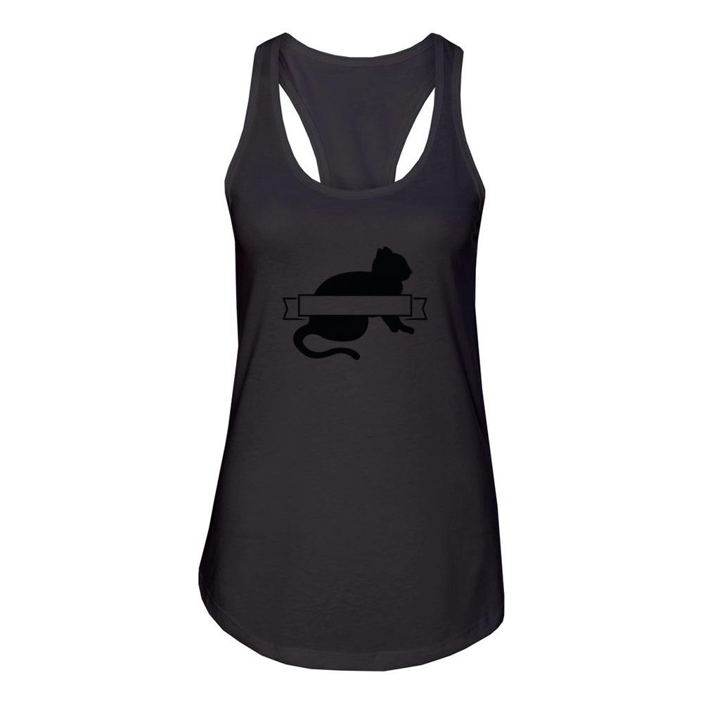 HALLOWEEN BADGE BLACK CAT Women's Racerback Tank