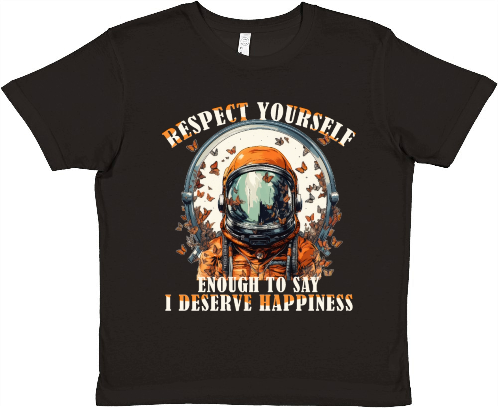 Happiness Quote Astronaut Aesthetics Positive Mind Premium Kids Crewneck T-shirt